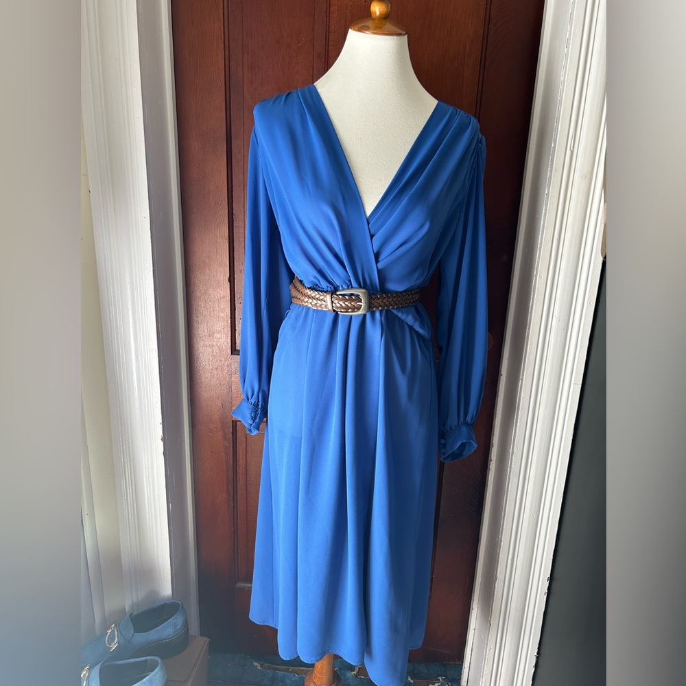 Royal Blue Vintage Long Sleeve Dress